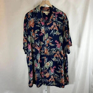 Island Passport Size 2XLT Hawaiian Shirt Men Rayon Tropical Button Down Casual